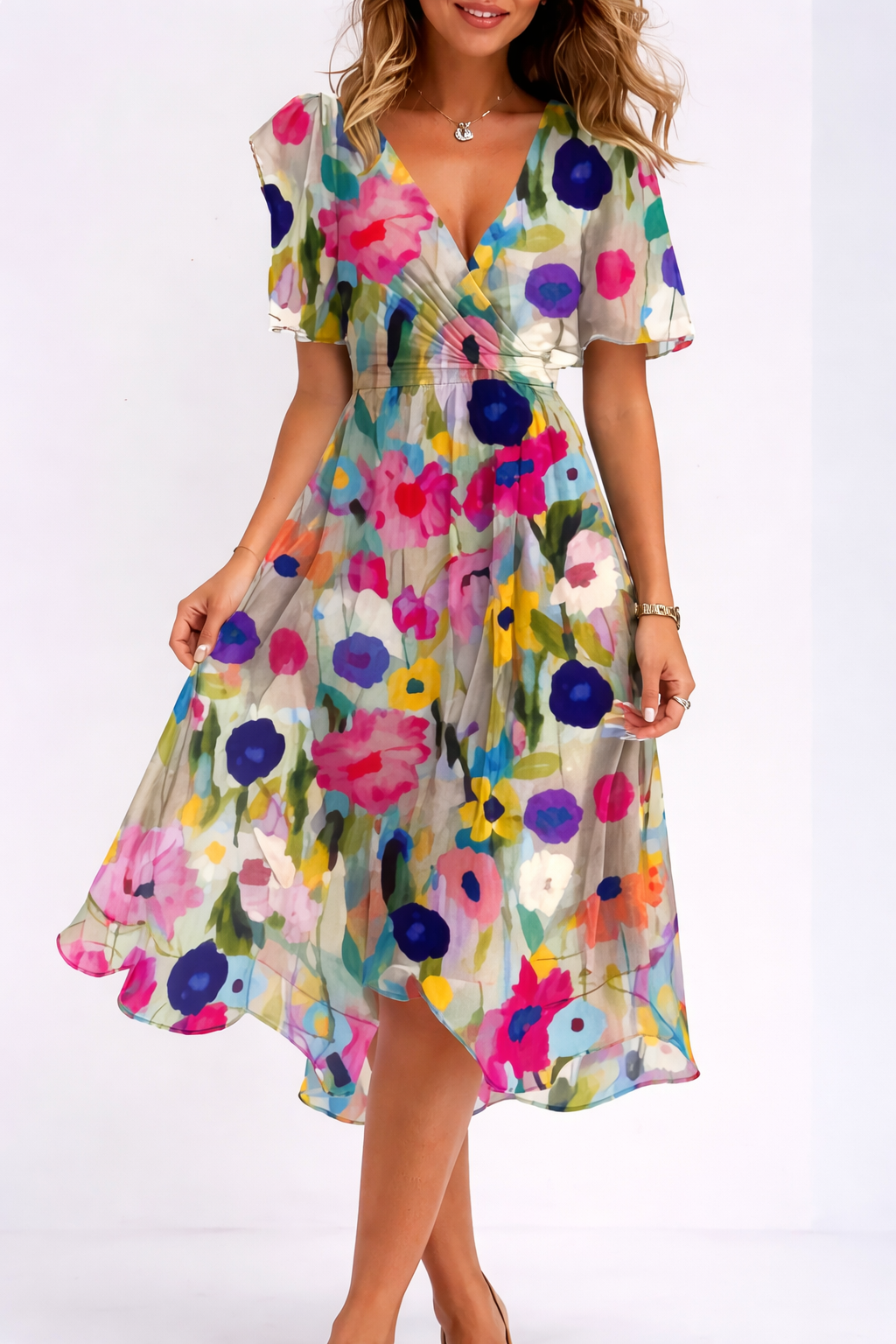 Brigid | Flattering Wrap Midi Dress